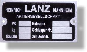 Lanz Bulldog Typenschild (Alu, Vorkrieg), 6 Felder - Bild 1 von 1