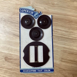 Superior Quality Button & Buckle set Vintage 1940’s Bakelite Brown - Picture 1 of 6