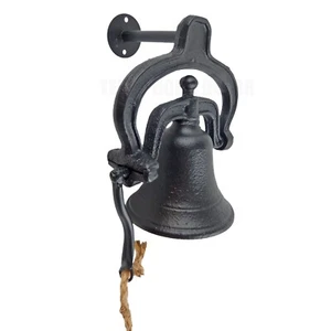 Cast Iron Farm School Church Dinner Bell Retro Antique Style Matte Black Finish - Picture 1 of 4