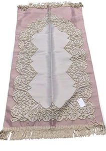 Prayer Mat Rug Luxury Tan Cream Dusty Rose Decorative Stitch Royal Sejadah - Picture 1 of 11