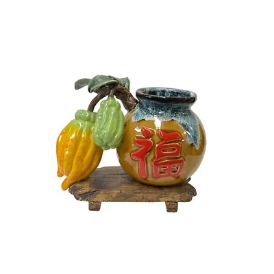 Jarrón chino con soporte para frutas cítricas dedos de Buda azul tostado ws3099 Foto 1 de 4