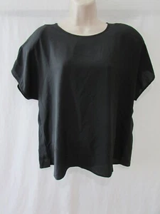 WOMANS 18 black short sleeve shoulder pads VINTAGE BLOUSE - Picture 1 of 4