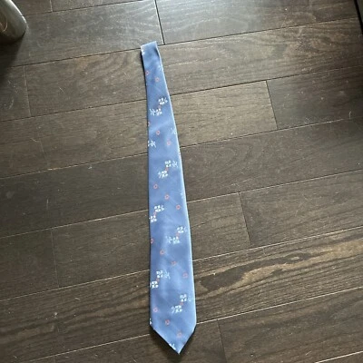 Винтажный мужской галстук Sears The Men's Store синий азиатский стиль Oiana 1970-е 100% полиэстер - Изображение 1 из 4