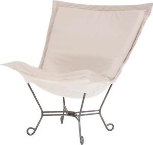 Pouf Chair HOWARD ELLIOTT Stone Seascape Sunbrella Acrylic Outdoor