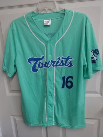 2016 MiLB Asheville Tourists SGA Button Front Baseball Jersey Men XL Teal Cover