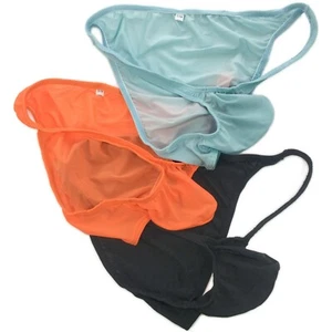 K7032 K703 Mens Underwear Tanga Bikini Contoured Pouch narrow waist Silky Soft - Picture 1 of 28