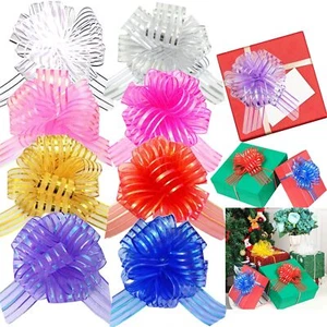 8 Pack Organza Pull Bow Gift Wrapping Bows Multicolor Christmas Ribbon Pull B... - Picture 1 of 7