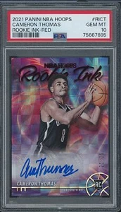 Cameron Thomas 2021-22 Hoops #RI-CT Rookie Ink Red PSA 10 #/25 Brooklyn Nets - Picture 1 of 2