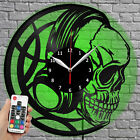 Horloge DEL casque crâne disque vinyle horloge murale lumière LED horloge murale 2073