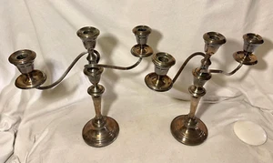 Vintage Paar Gorham versilbert angelaufen #YC3030 Kerzenleuchter mit 3 Lichtern - Bild 1 von 14