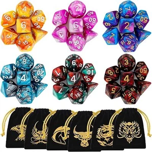 Lot Of 42 DnD Dungeons And Dragons Dice 6 Sets With Pouch DD Toys Games Kids US - Picture 1 of 4