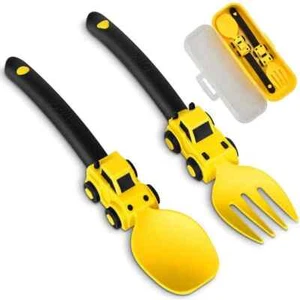 Toddler Fork And Spoons-Construction Themed, Portable Utensils Set Baby Utensils - Picture 1 of 8