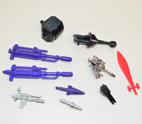 Vintage G1 TRANSFORMERS Action Figure Accessory Lot SLAG Sword REFLECTOR Gun Cover