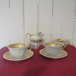 1 Kopf an Kopf 2 große Limoges Porzellan Lunch Tasse Golddekor - Bild 1 von 11