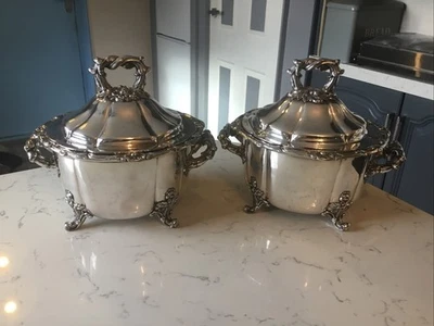 ПРЕКРАСНАЯ ПАРА ГРУЗИНСКИХ СТАРЫХ ШЕФФИЛДСКИХ ТАРЕЛОК ДЛЯ ЗАКУСОК ИЛИ ЖАРКИ, T&J.CRESWICK. - Изображение 1 из 4