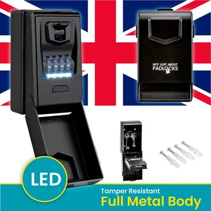 Key Safe with LED Light | Wall Mounted 4-Digit Combination Lock Box | Heavy-Duty - Picture 1 of 7