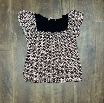 Top Max Studio Mujer Y2K Blanco Estampado Geométrico Manga Flutter Burbuja  Foto 1 de 3