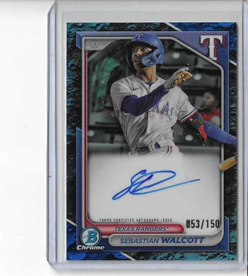2024 Bowman Chrome Blue Crater Auto Sebastian Walcott  RC 53/150 - Image 1 of 2