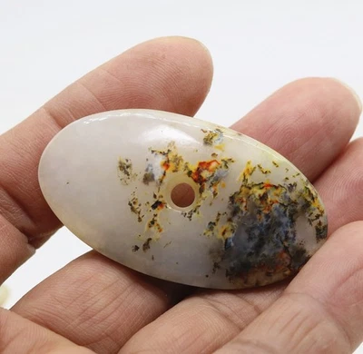 Colección,-tallado chino HeTian blanco jade elipse colgante amuleto D574 Foto 1 de 4