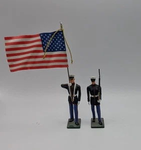 2 Toy Soldiers United States Marine Corps Color Guard Diecast Figures 1/32 - Picture 1 of 4