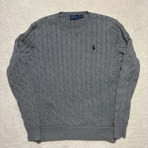 Polo Ralph Lauren Sweater Cable Knit Boys Size M (10-12) Pullover Gray - Picture 1 of 6