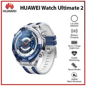 NEW HUAWEI WATCH Ultimate 2 BLUE AMOLED eSIM  Bluetooth iOS Android Smartwatch - Picture 1 of 7