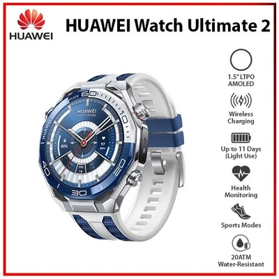 NEW HUAWEI WATCH Ultimate 2 BLUE AMOLED eSIM  Bluetooth iOS Android Smartwatch - Image 1 of 4