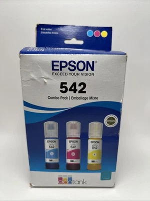 Botella de tinta genuina Epson 542 paquete de 3 para ET-5150 ET-5850 ET-16500 ST-C8000 NUEVA EE. UU. Foto 1 de 4