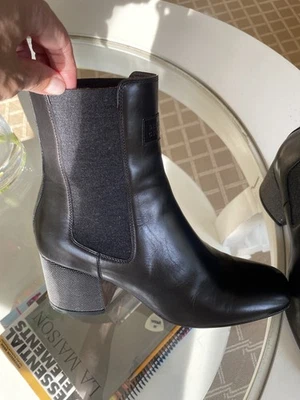 Botines Chelsea Brunello Cucinelli negros de cuero liso tacón Monili talla 37,5 Foto 1 de 4
