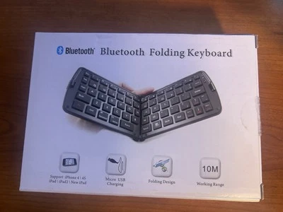 Folding Bluetooth Keyboard Wireless Portable Travel USB Rechargeable Windows iOS - Image 1 of 4
