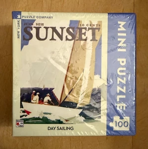 New York Puzzle Co Sunset “Day Sailing” Mini Puzzle 100 Piece Sealed - Picture 1 of 2