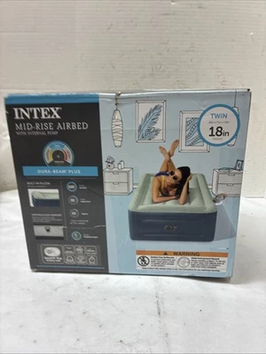 Intex Elevated 18" Pillow Rest Twin Air Mattress with Internal Pump - - Image 1 of 2