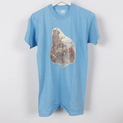 Vintage 70s Cowboy Western Bear T shirt Single Stitch Photo-Lith Size Medium USA - Image 1 of 4