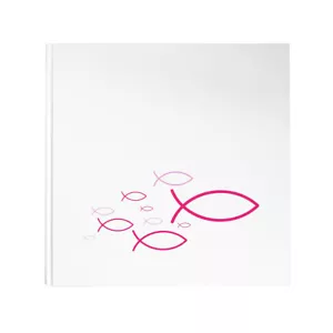 Gästebuch Fische pink rosa weiß - Ichthys Kommunion Taufe Konfirmation Geburt - Bild 1 von 3