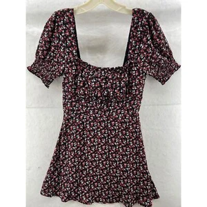 NWT Row A Dress Women's Sz M Floral Smocked Skirt Off Shoulder Puff Sleeves - Picture 1 of 9