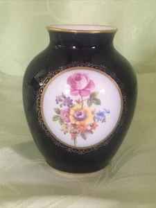 Vintage Jlmenau Graf Von Henneberg 1777 Echt Kobalt Vase 4-1/2” #65710 Flowers - Picture 1 of 13