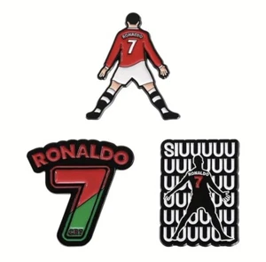 Cristiano Ronaldo Cr7 Enemal Metal Pin Badge Set Of 3 Football Legend Siuu Gift - Picture 1 of 8