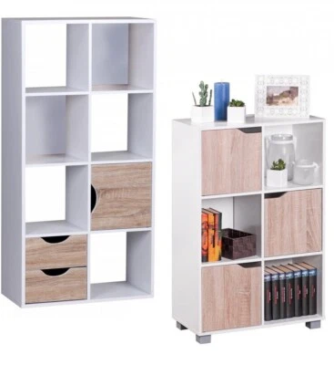 FINEBUY Bücherregal Weiß Regal Standregal Aktenregal Aktenschrank Bücher Holzregal