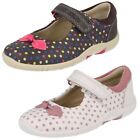 Girls Clarks Leather Hook & Loop Spotty Shoes
