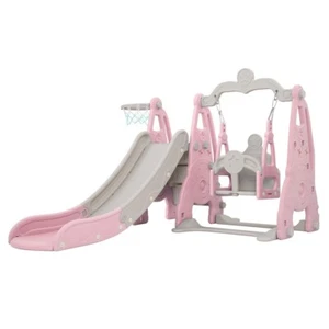 Keezi Kid Slide Swing Basketball Hoop Rings Indoor Outdoor Playground 170cm Pink - Picture 1 of 8
