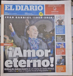 Juan Gabriel Dead El Diario Tribute 8/29/2016 Spanish Paper 👍 - Picture 1 of 1