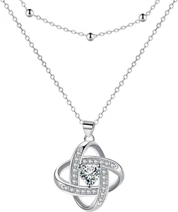 Collana Donna Argento 925 Collana Strati Stile Boho Con Scatola Regalo-Natale Fe - Foto 1 di 12