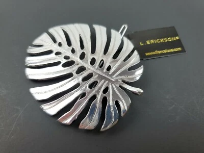 France Luxe L Erickson Barrette Hair Clip Palm Frond Silver Tone - Free Shipping - Image 1 of 4