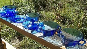 Moderntone 3 Sopa Crema 4 Platos de Pan Hazel Atlas Vidrio Depresión Lote de 9 Piezas - Imagen 1 de 2