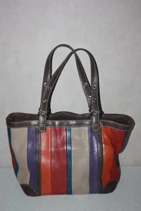 KESSLORD Sac Cabas Cuir Motifs Bandes Multicolores TTBE - Imagen 1 de 8