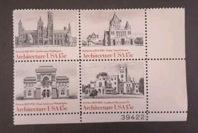 1980 US Stamp 15cent Plate Block of 4  Scott #1838-41 Architecture  MNH - Image 1 of 2