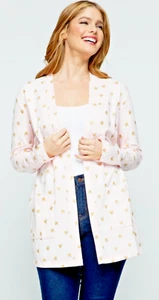 Cielo Women's Long Sleeve French Terry Open Knit Cardigan Pink - Picture 1 of 4