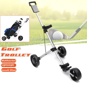 Aluminium 3 Wheels Golf Pull Cart Foldable Golf Trolley Cart Push Pull Golf Cart
