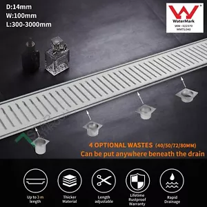 300-3000mm LAUXES Standard Strip Floor Shower Grate Waste Drain Indoor Outdoor - Picture 1 of 10