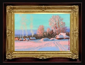 Oil Painting Handmade Arseni ~ CHRISTMAS 6" X 4" NO FRAME USA - Picture 1 of 11